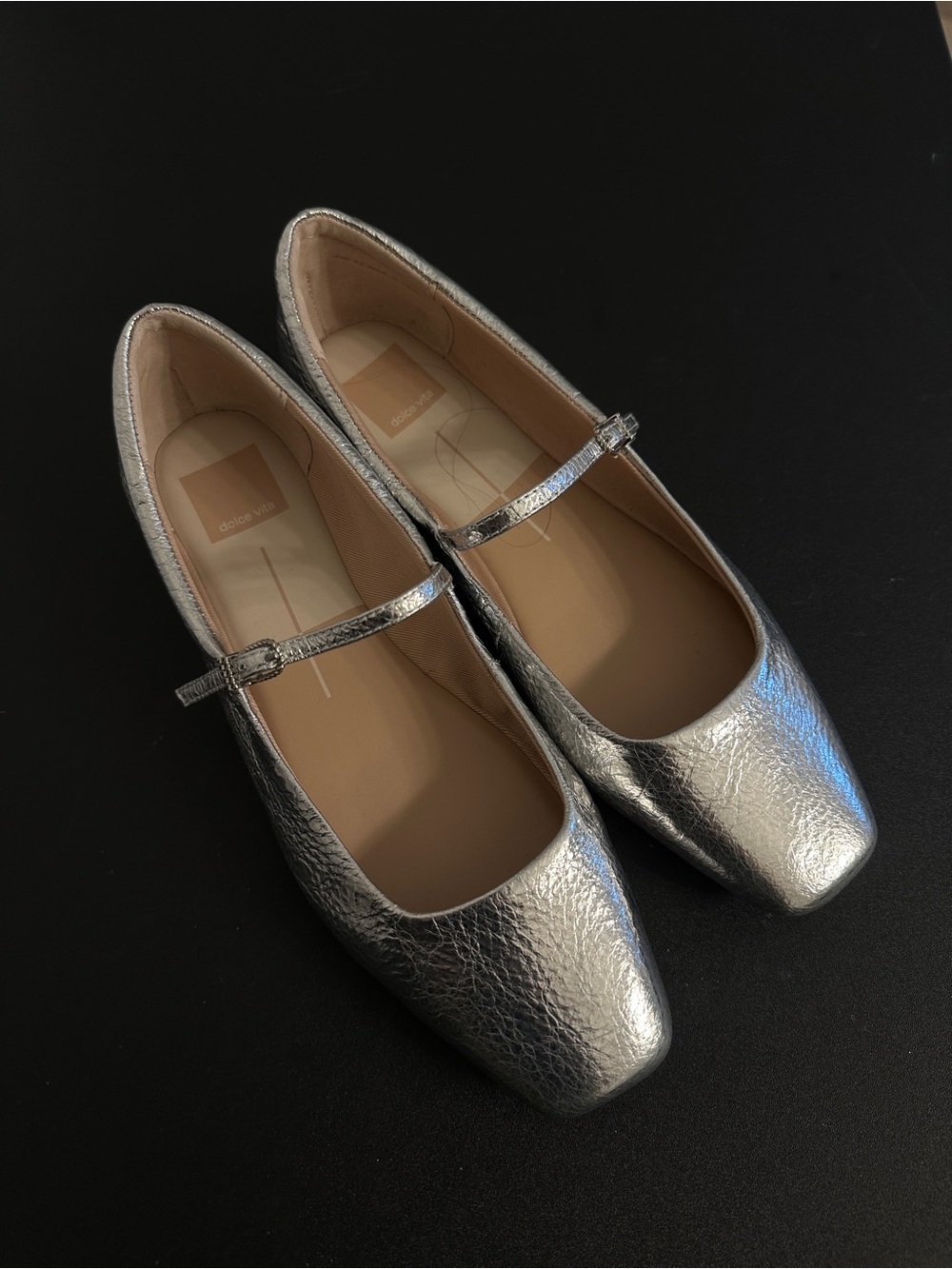 Dolce Vita Silver Metallic Mary Jane Flats